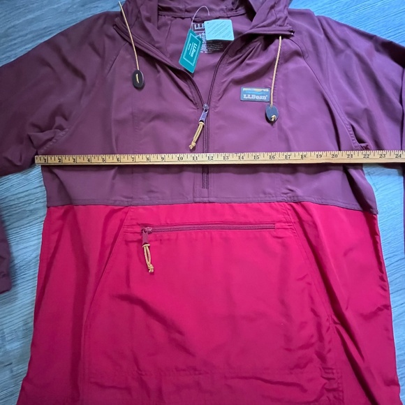 NWT LL BEAN Mountain Classic Anorak Jacket womens large burgundy/nautical red - Picture 6 of 7